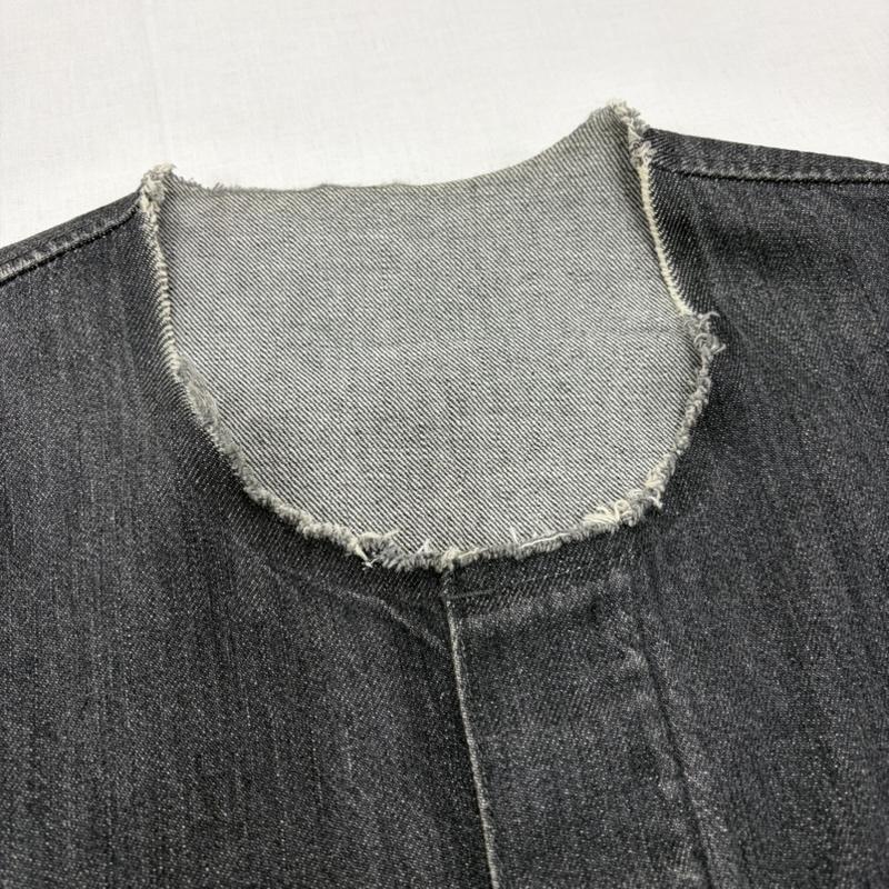 ネーム Name. ジャケット、上着 ジャケット、ブレザー ノーカラー ブラック デニム ジャケット ブルゾン カットオフ サイドポケット 0 無地 黒 / ブラック / black メンズ USED 古着 中古 50166117