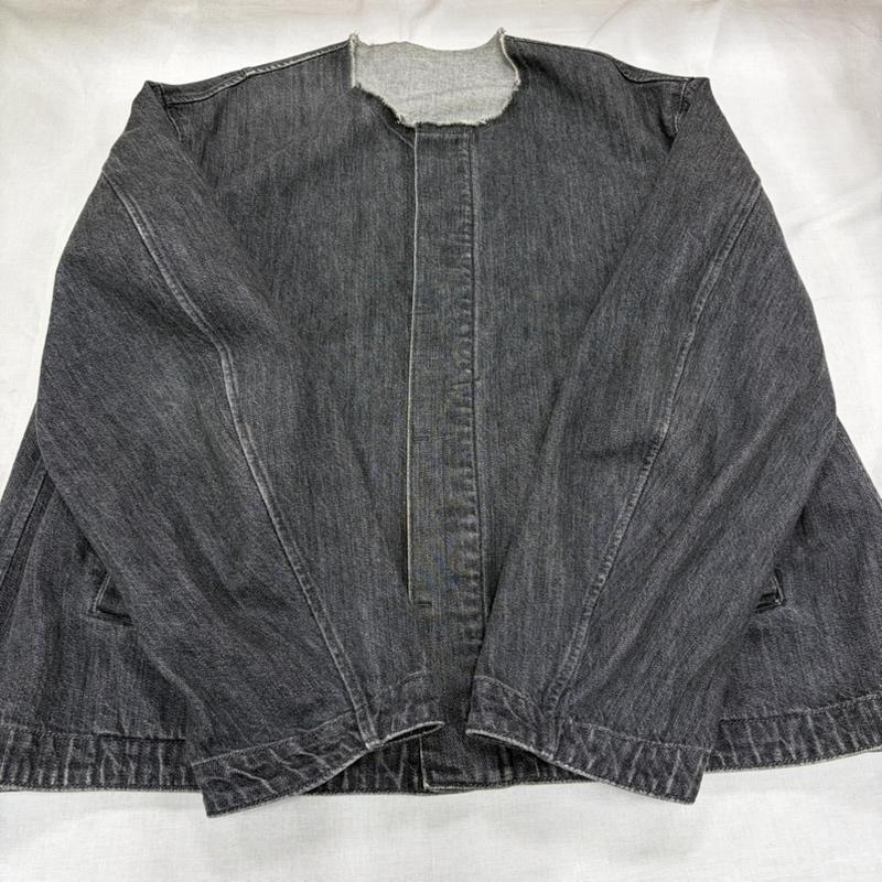 ネーム Name. ジャケット、上着 ジャケット、ブレザー ノーカラー ブラック デニム ジャケット ブルゾン カットオフ サイドポケット 0 無地 黒 / ブラック / black メンズ USED 古着 中古 50166117