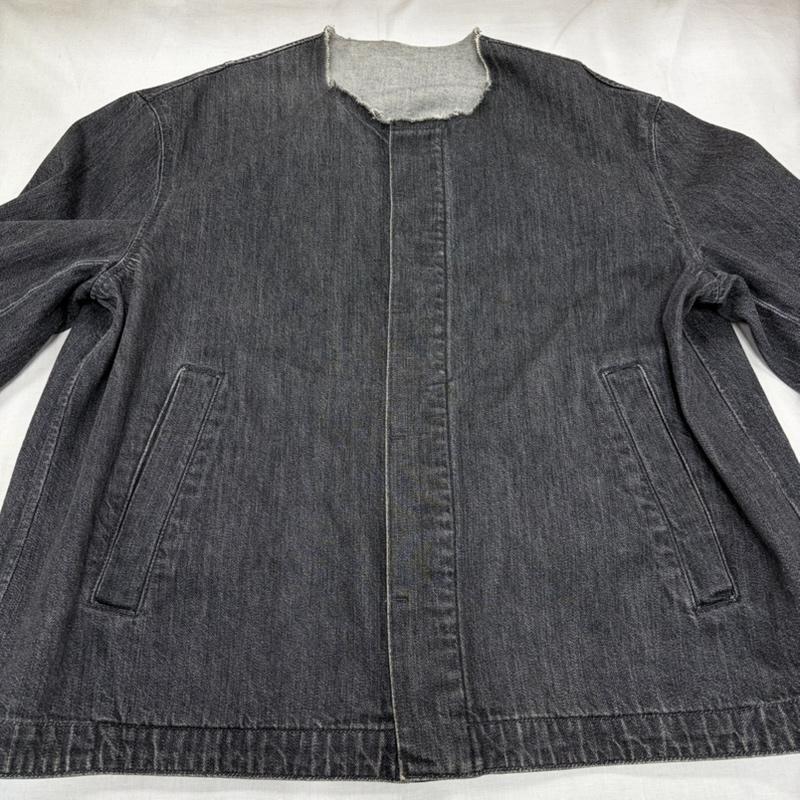 ネーム Name. ジャケット、上着 ジャケット、ブレザー ノーカラー ブラック デニム ジャケット ブルゾン カットオフ サイドポケット 0 無地 黒 / ブラック / black メンズ USED 古着 中古 50166117