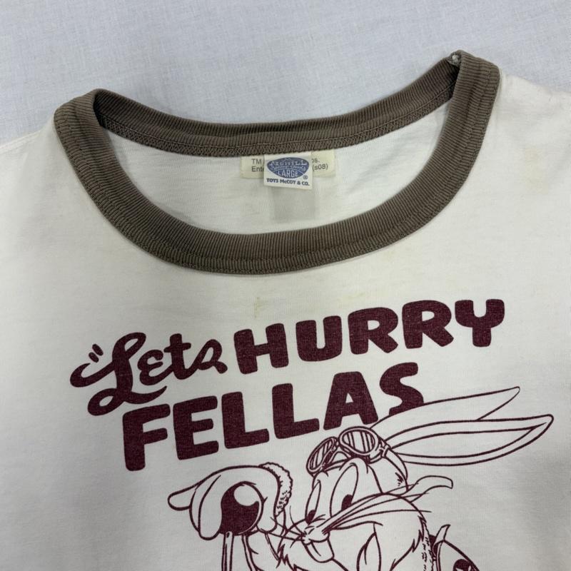 トイズマッコイ TOYS McCOY Tシャツ 半袖 バッグスバニー ロゴ 両面プリント 半袖 リンガー Tシャツ US ARMY L キャラクター X ロゴ、文字 X プリント 白 / ホワイト / white X 茶 / ブラウン / brown X えんじ / ワインレッド / dark red メンズ USED 古着 中古 50166118