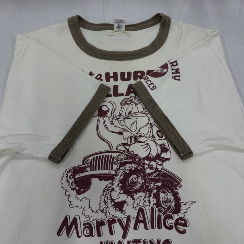 トイズマッコイ TOYS McCOY Tシャツ 半袖 バッグスバニー ロゴ 両面プリント 半袖 リンガー Tシャツ US ARMY L キャラクター X ロゴ、文字 X プリント 白 / ホワイト / white X 茶 / ブラウン / brown X えんじ / ワインレッド / dark red メンズ USED 古着 中古 50166118