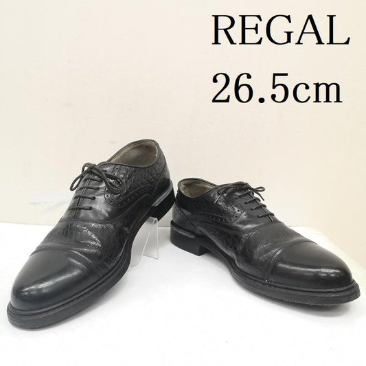 リーガル REGAL 革靴 革靴 MMX2166 ストレートチップ レザー シューズ クロコ 型押 26.5cm 黒 / ブラック / black メンズ USED 古着 中古 50166126