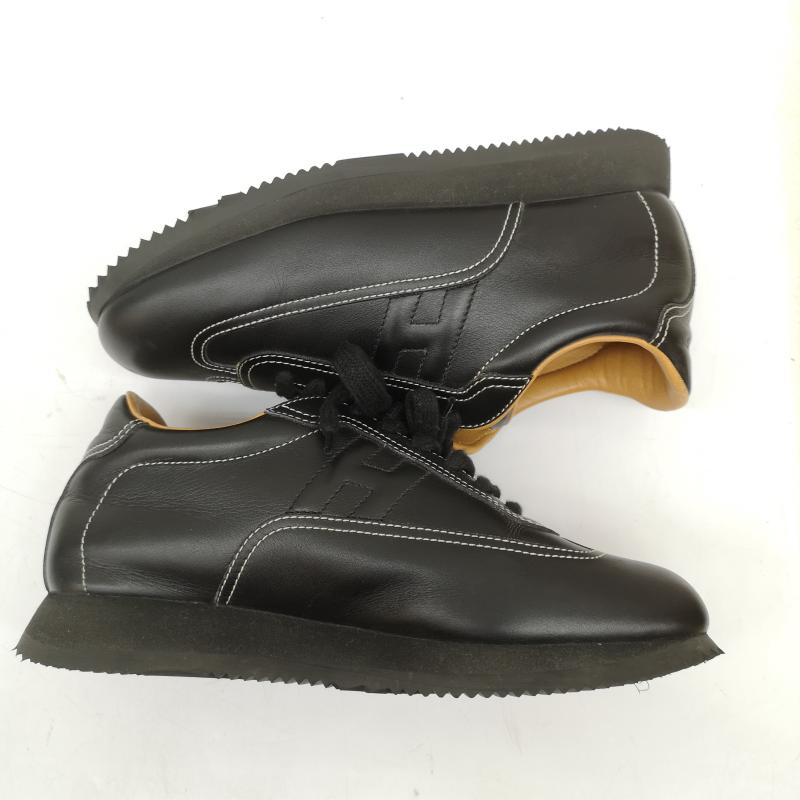 エルメス HERMES スニーカー スニーカー クイック Hロゴ レザー スニーカー 厚底 37 24.0cm 黒 / ブラック / black レディース USED 古着 中古 50166131
