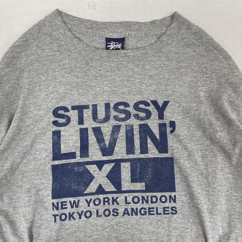 ステューシー STUSSY Tシャツ 長袖 USA製 90s OLD STUSSY LIVIN  XL ロゴ プリント Tシャツ XL 灰 / グレー / gray メンズ USED 古着 中古 50166135