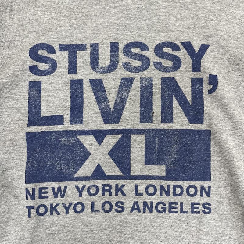 ステューシー STUSSY Tシャツ 長袖 USA製 90s OLD STUSSY LIVIN  XL ロゴ プリント Tシャツ XL 灰 / グレー / gray メンズ USED 古着 中古 50166135