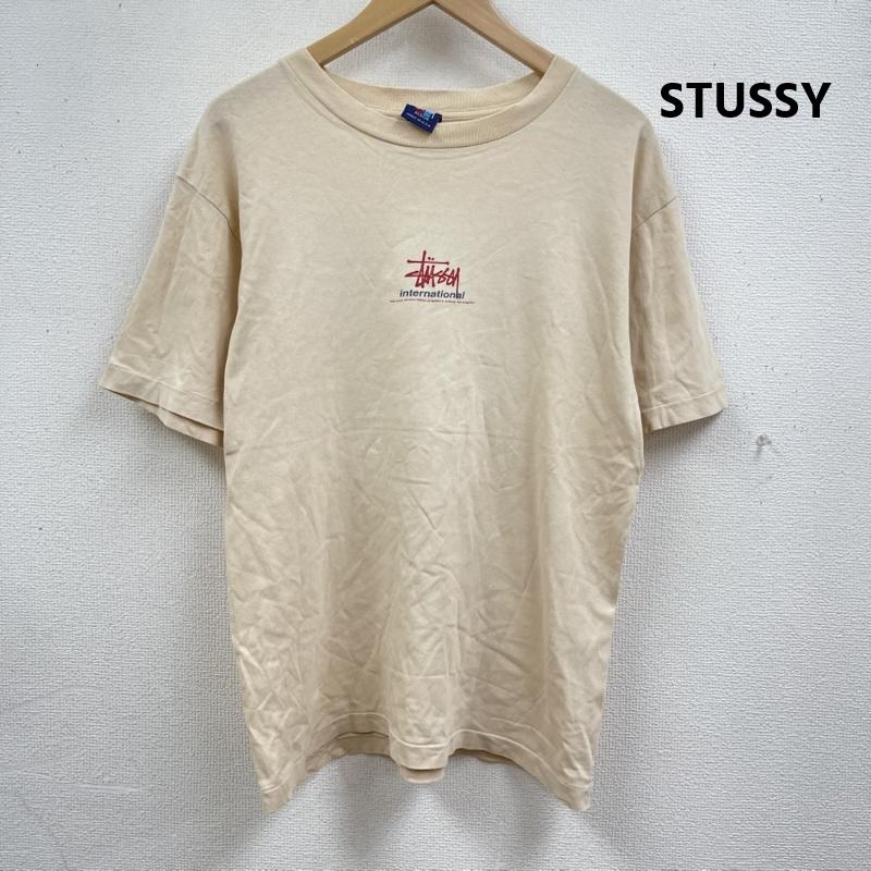 ステューシー STUSSY Tシャツ 半袖 USA製 90s OLD 三色タグ プリント Tシャツ カットソー M ベージュ / ベージュ / beige メンズ USED 古着 中古 50166138