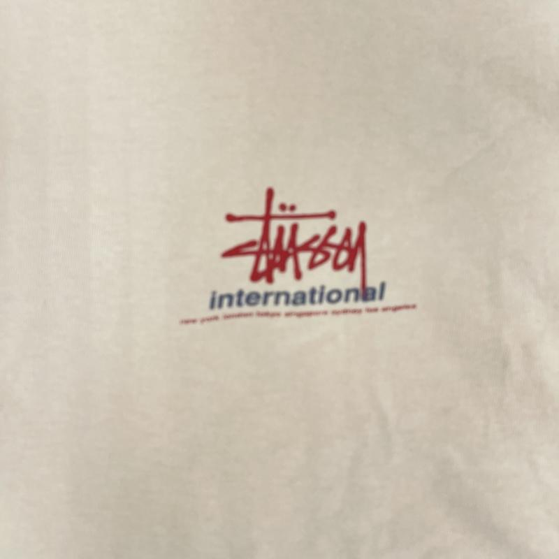 ステューシー STUSSY Tシャツ 半袖 USA製 90s OLD 三色タグ プリント Tシャツ カットソー M ベージュ / ベージュ / beige メンズ USED 古着 中古 50166138
