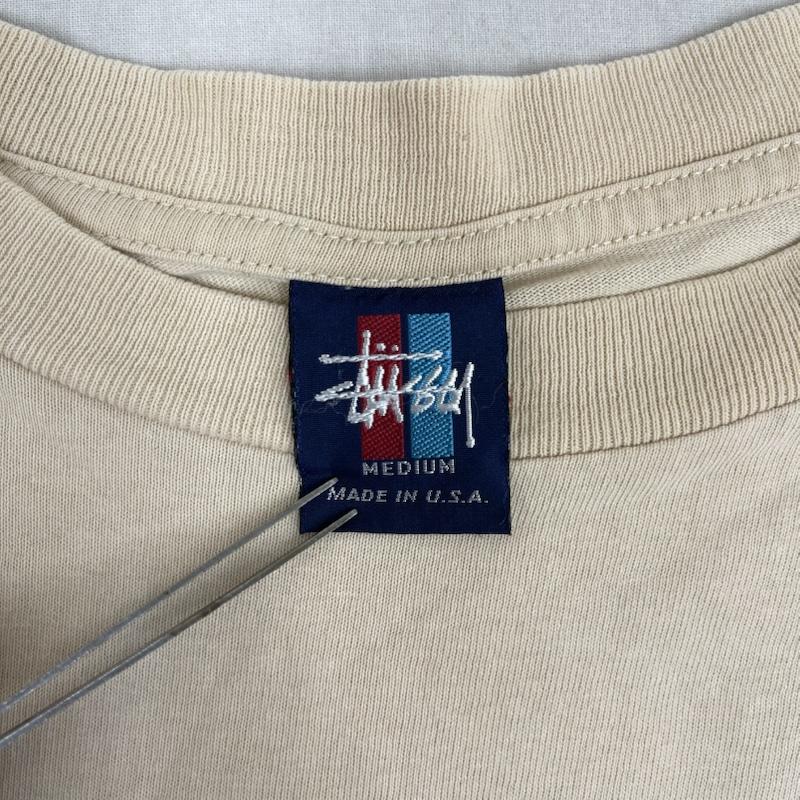 ステューシー STUSSY Tシャツ 半袖 USA製 90s OLD 三色タグ プリント Tシャツ カットソー M ベージュ / ベージュ / beige メンズ USED 古着 中古 50166138