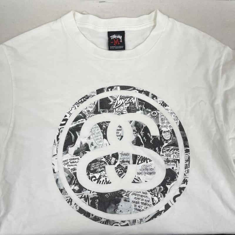 ステューシー STUSSY Tシャツ 半袖 メキシコ製 SSリンク フォトコラージュ プリント Tシャツ カットソー M 白 / ホワイト / white メンズ USED 古着 中古 50166139