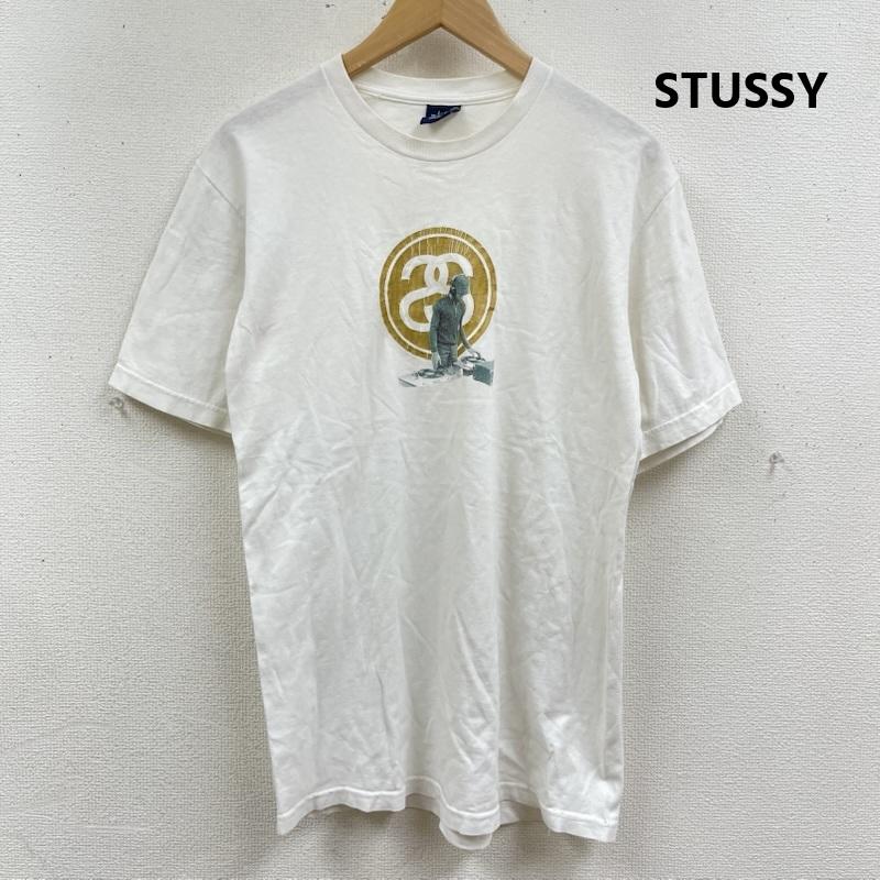 ステューシー STUSSY Tシャツ 半袖 メキシコ製 90s OLD 紺タグ DJフォト プリント Tシャツ カットソー M 白 / ホワイト / white メンズ USED 古着 中古 50166141