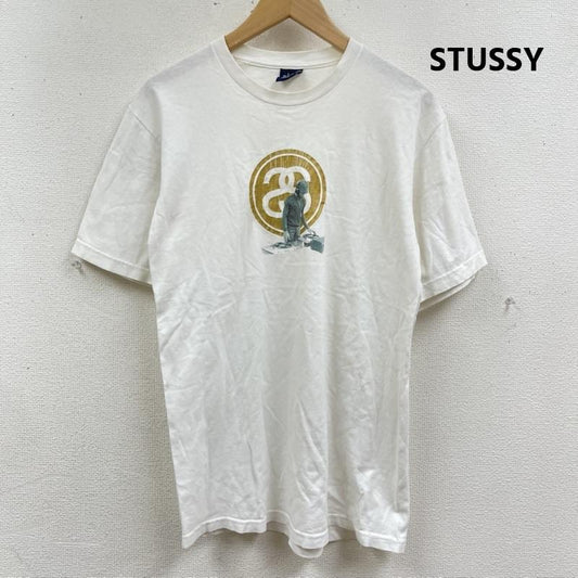 ステューシー STUSSY Tシャツ 半袖 メキシコ製 90s OLD 紺タグ DJフォト プリント Tシャツ カットソー M 白 / ホワイト / white メンズ USED 古着 中古 50166141