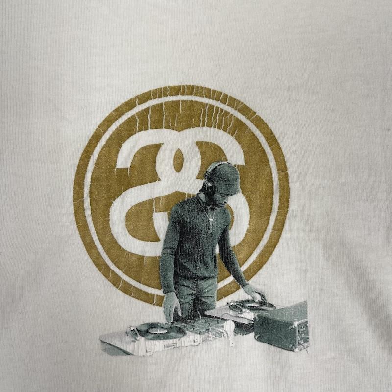 ステューシー STUSSY Tシャツ 半袖 メキシコ製 90s OLD 紺タグ DJフォト プリント Tシャツ カットソー M 白 / ホワイト / white メンズ USED 古着 中古 50166141