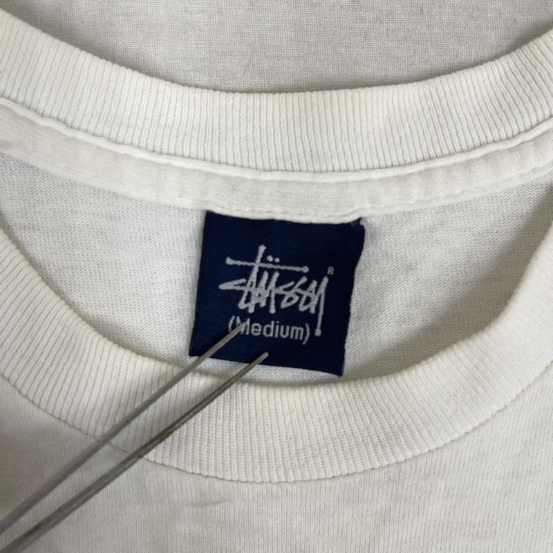 ステューシー STUSSY Tシャツ 半袖 メキシコ製 90s OLD 紺タグ DJフォト プリント Tシャツ カットソー M 白 / ホワイト / white メンズ USED 古着 中古 50166141