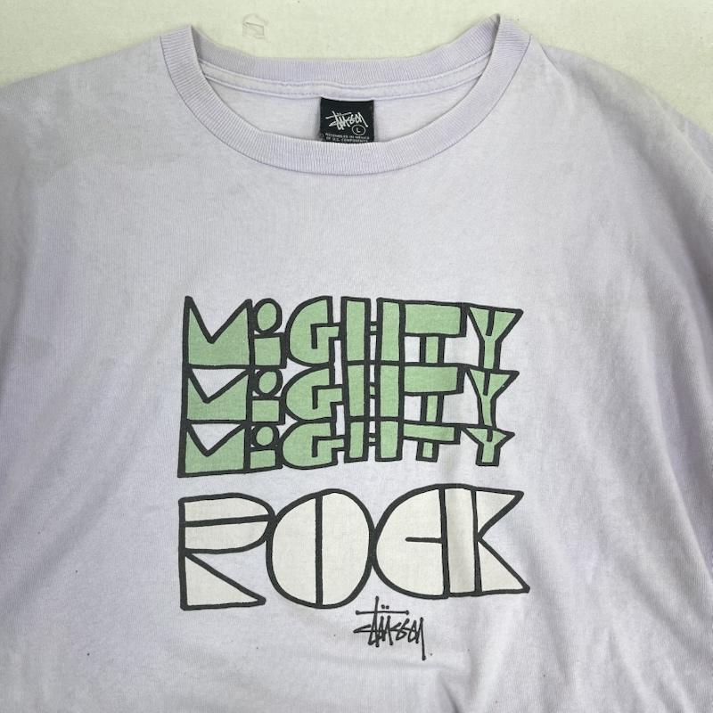 ステューシー STUSSY Tシャツ 半袖 メキシコ製 00s MIGHTY ROCK Tee ラベンダーカラー プリント Tシャツ L 紫 / パープル / purple メンズ USED 古着 中古 50166144