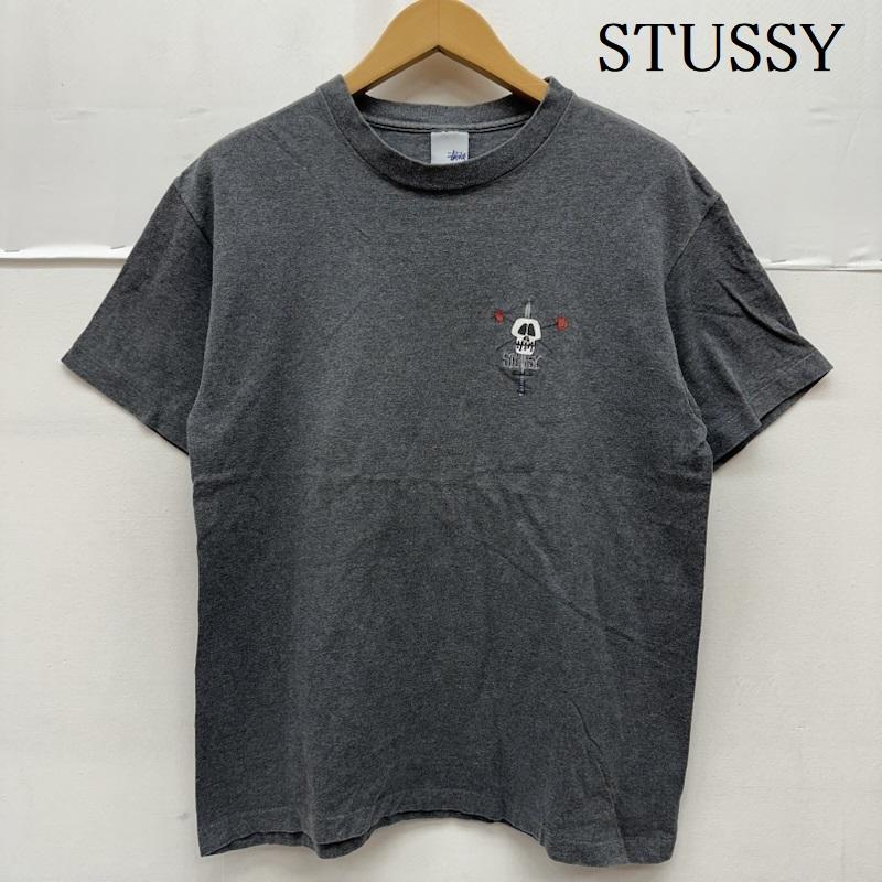 ステューシー STUSSY Tシャツ 半袖 00s USA製 銀タグ スカル ソード プリント Tシャツ M 灰 / グレー / gray メンズ USED 古着 中古 50166159