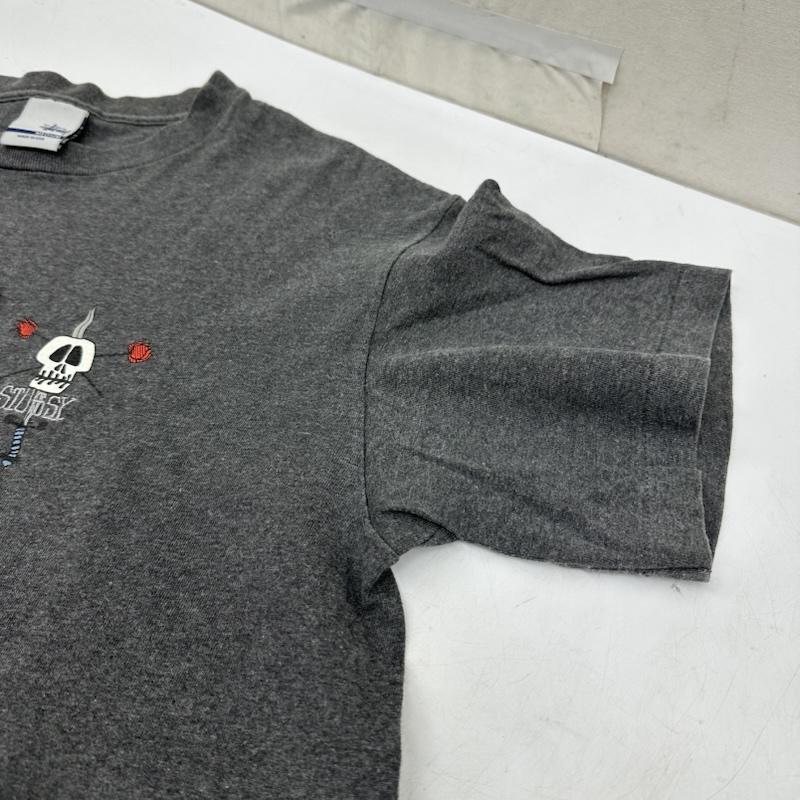 ステューシー STUSSY Tシャツ 半袖 00s USA製 銀タグ スカル ソード プリント Tシャツ M 灰 / グレー / gray メンズ USED 古着 中古 50166159