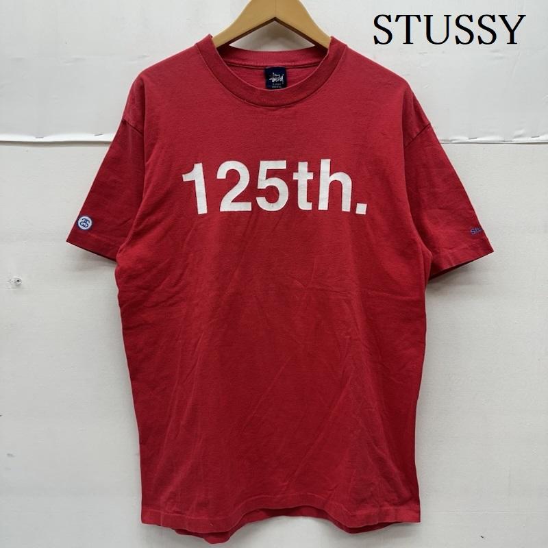 ステューシー STUSSY Tシャツ 半袖 90s USA製 紺タグ 125th プリント Tシャツ L 赤 / レッド / red メンズ USED 古着 中古 50166161