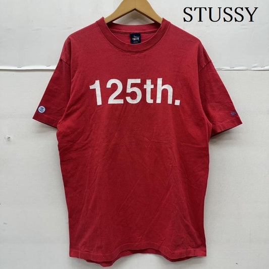 ステューシー STUSSY Tシャツ 半袖 90s USA製 紺タグ 125th プリント Tシャツ L 赤 / レッド / red メンズ USED 古着 中古 50166161