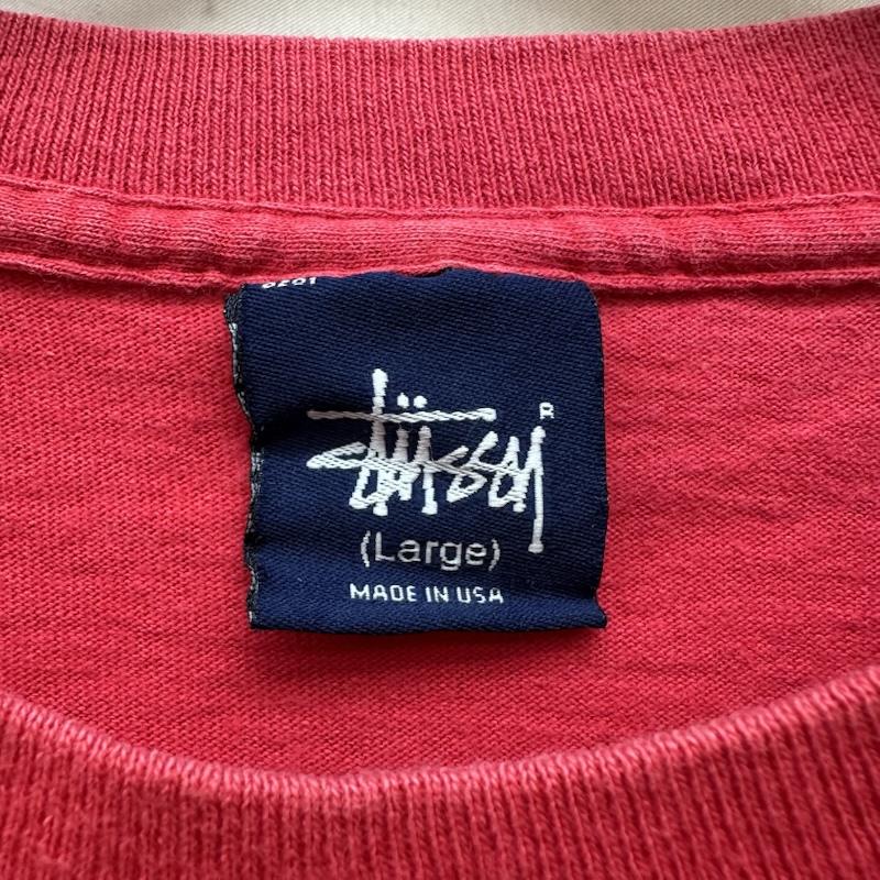 ステューシー STUSSY Tシャツ 半袖 90s USA製 紺タグ 125th プリント Tシャツ L 赤 / レッド / red メンズ USED 古着 中古 50166161