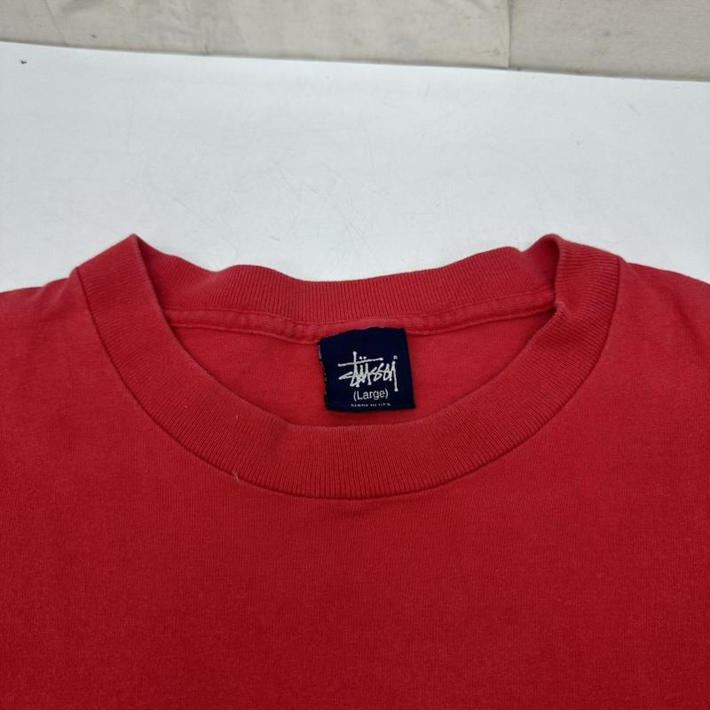 ステューシー STUSSY Tシャツ 半袖 90s USA製 紺タグ 125th プリント Tシャツ L 赤 / レッド / red メンズ USED 古着 中古 50166161