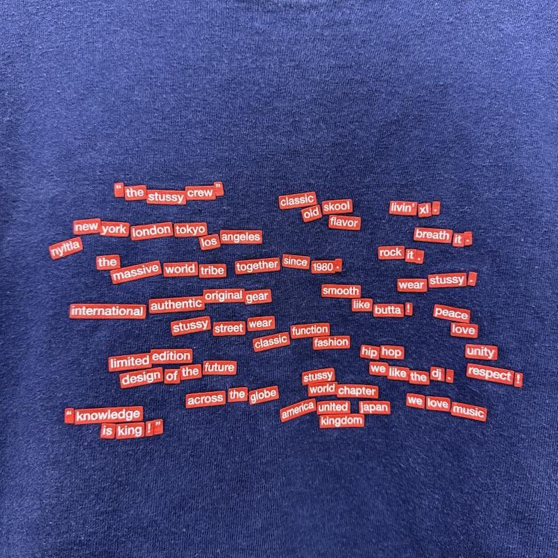 ステューシー STUSSY Tシャツ 半袖 00s USA製 銀タグ ワード プリント Tシャツ M 紺 / ネイビー / navy メンズ USED 古着 中古 50166173