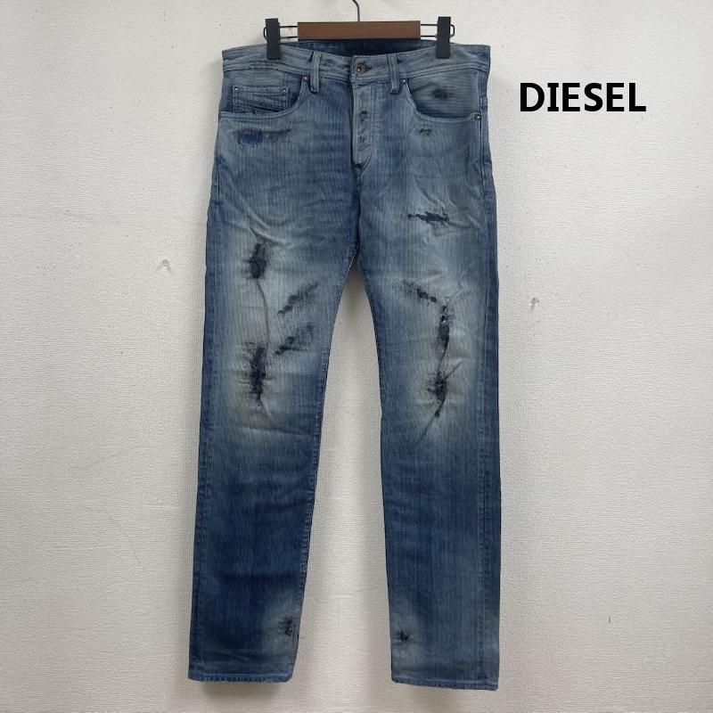 ディーゼル DIESEL パンツ デニム、ジーンズ OUR GLORY シリーズ ダメージ加工 ボタンフライ デニム パンツ 32インチ インディゴ / インディゴ / Indigo メンズ USED 古着 中古 50166181