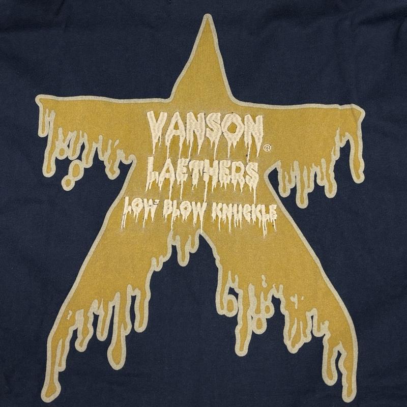 ヴァンソン VANSON Tシャツ 半袖 LOWBLOW KNUCKLE ローブローナックル ロゴ プリント 刺繍 クルーネック Tシャツ XXL 紺 / ネイビー / navy メンズ USED 古着 中古 50166186