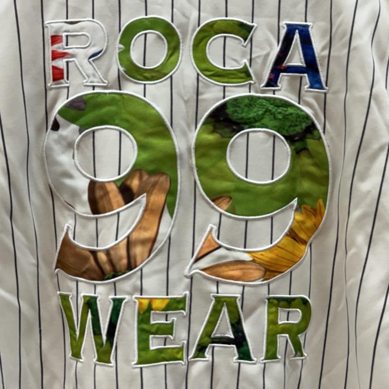 ロカウェア ROCAWEAR シャツ、ブラウス 半袖 BKLYN 99 ロゴ ピンストライプ ベースボール シャツ 半袖 L ストライプ メンズ USED 古着 中古 50166188