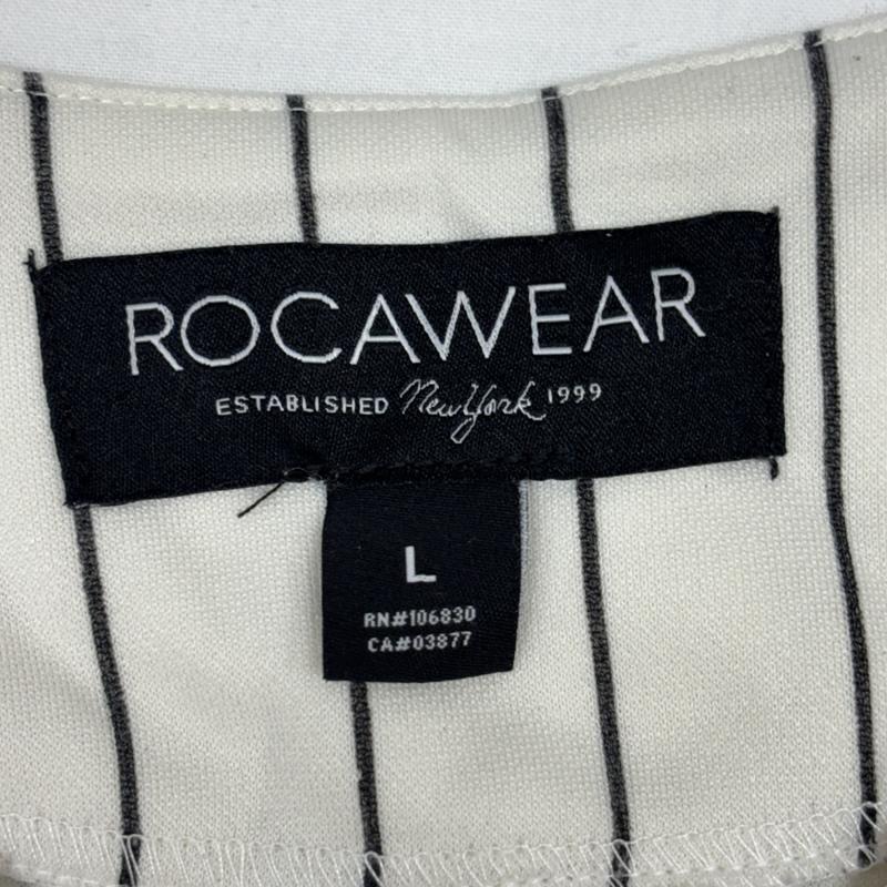 ロカウェア ROCAWEAR シャツ、ブラウス 半袖 BKLYN 99 ロゴ ピンストライプ ベースボール シャツ 半袖 L ストライプ メンズ USED 古着 中古 50166188