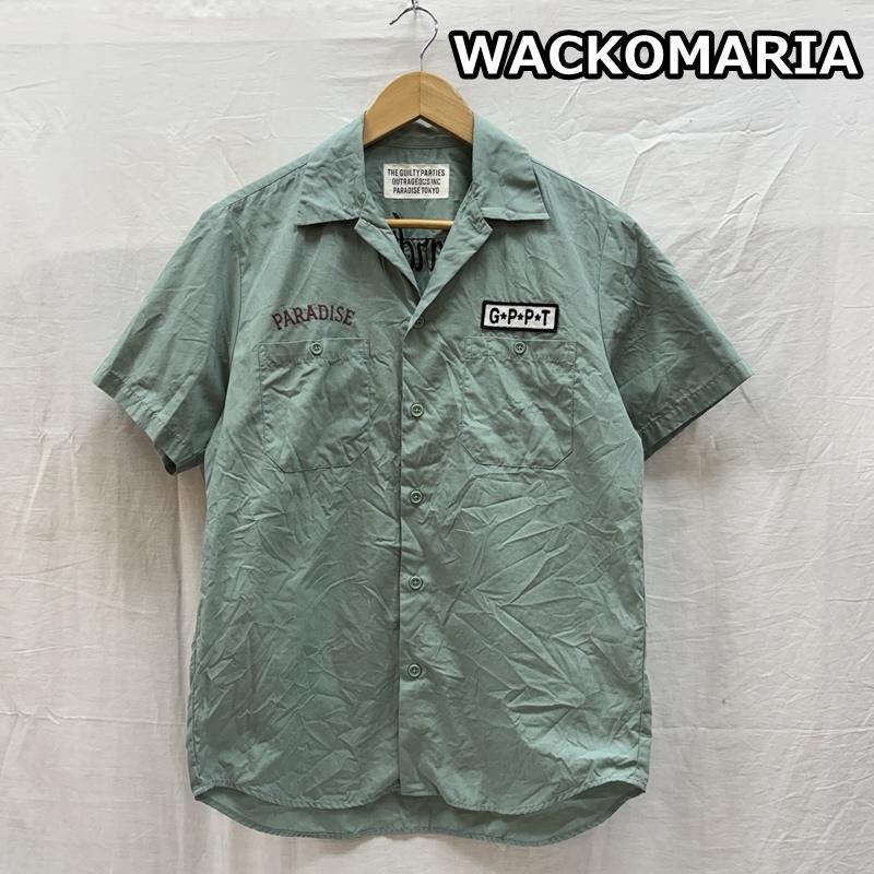 ワコマリア WACKO MARIA シャツ、ブラウス 半袖 Rock Steady PARADISE 刺繍 GPPT ワッペン オープンカラー ワーク シャツ 半袖 S メンズ USED 古着 中古 50166190