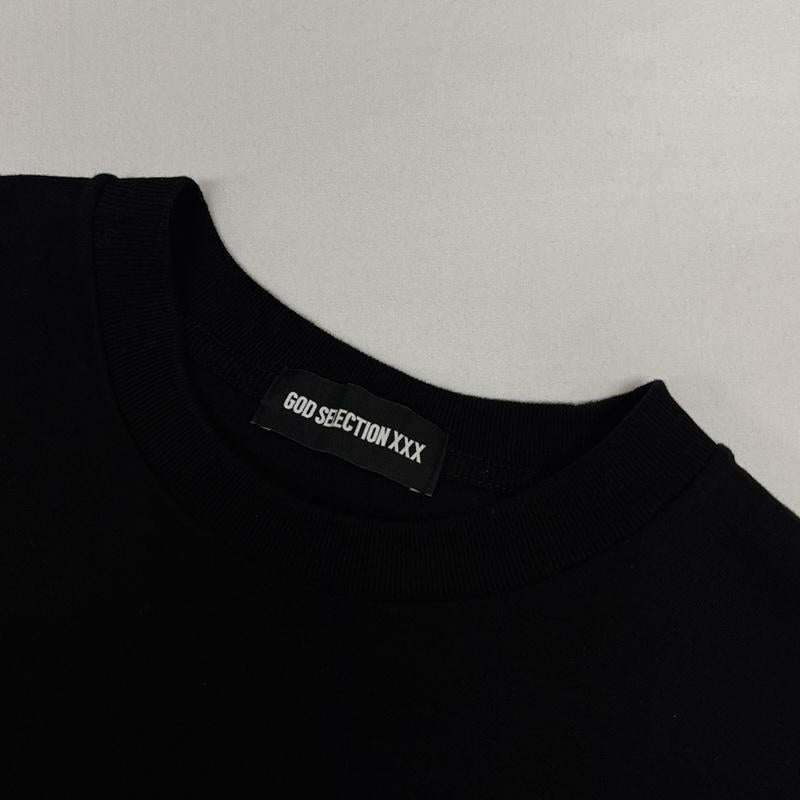 ゴッドセレクショントリプルエックス GOD SELECTION XXX Tシャツ 半袖 ロゴ プリント クルーネック 半袖 Tシャツ L 黒 / ブラック / black メンズ USED 古着 中古 50166197