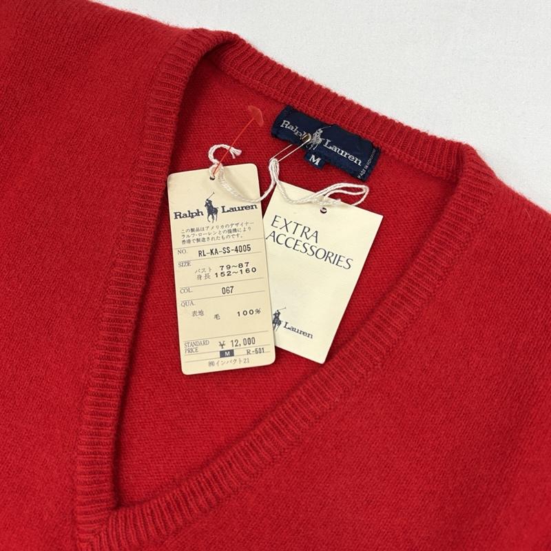 ラルフローレン RALPHLAUREN ニット、セーター 長袖 90年代 ビンテージ 香港製 インパクト21 Vネック ウール ニット セーター 90s VINTAGE M 赤 / レッド / red メンズ USED 古着 中古 50166198