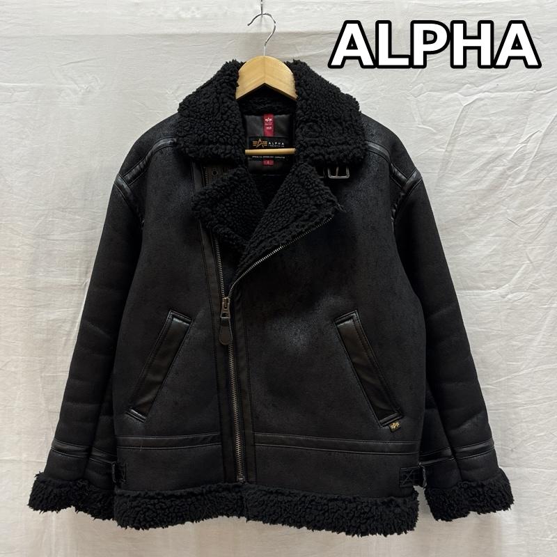 アルファ ALPHA ジャケット、上着 ジャンパー、ブルゾン フェイク ムートン レザー ダブル B-3 裏ボア ジャケット S 黒 / ブラック / black メンズ USED 古着 中古 50166203