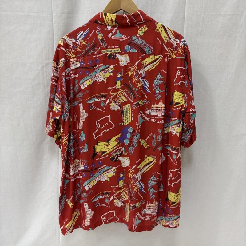 サンサーフ SUN SURF シャツ、ブラウス 半袖 PLANTATION PARADISE 洋柄アロハシャツ SS37460 L 総柄 赤 / レッド / red メンズ USED 古着 中古 50166211