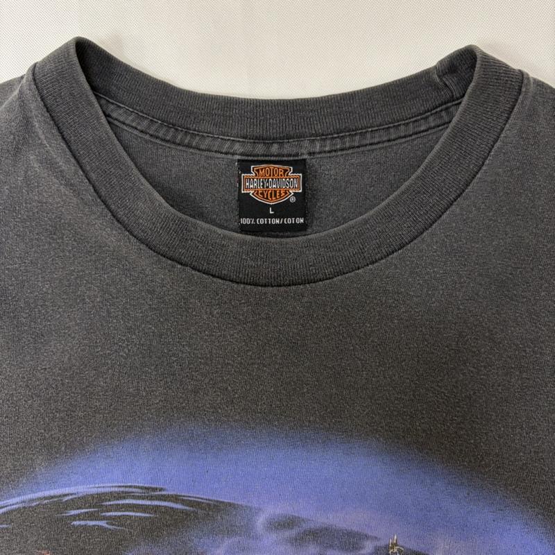 ハーレーダビッドソン Harley-Davidson Tシャツ 半袖 LAS VEGAS NEVADA プリント半袖Tシャツ イーグル flame 00年 00s L ロゴ、文字 X プリント ダークグレー / ダークグレー / メンズ USED 古着 中古 50166212