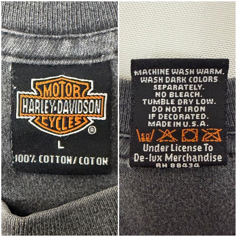 ハーレーダビッドソン Harley-Davidson Tシャツ 半袖 LAS VEGAS NEVADA プリント半袖Tシャツ イーグル flame 00年 00s L ロゴ、文字 X プリント ダークグレー / ダークグレー / メンズ USED 古着 中古 50166212