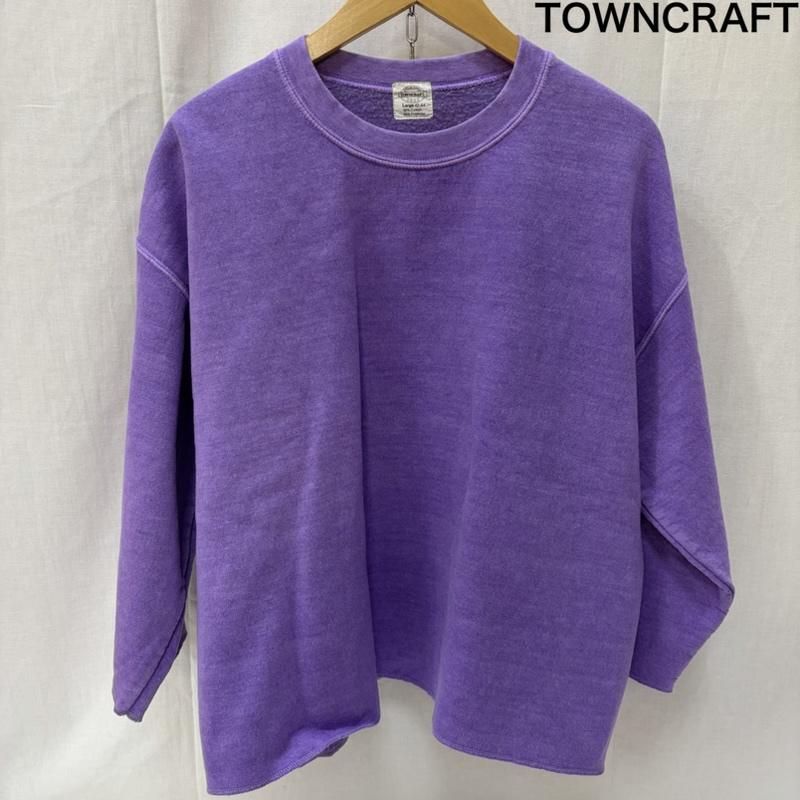 タウンクラフト TOWNCRAFT トレーナー 七分袖 起毛トレーナー ボックスシルエット クルーネック L 無地 紫 / パープル / purple メンズ USED 古着 中古 50166213