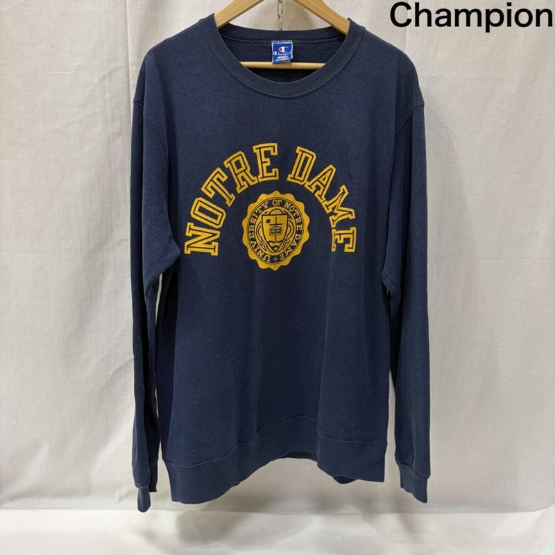 チャンピオン Champion トレーナー 長袖 ヴィンテージスウェット 青刺繍タグ カレッジロゴプリント 83s-85s 80年代 NOTREDAME XL ロゴ、文字 紺 / ネイビー / navy メンズ USED 古着 中古 50166215
