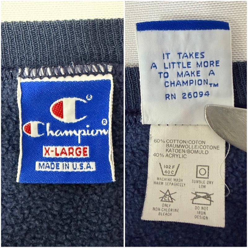 チャンピオン Champion トレーナー 長袖 ヴィンテージスウェット 青刺繍タグ カレッジロゴプリント 83s-85s 80年代 NOTREDAME XL ロゴ、文字 紺 / ネイビー / navy メンズ USED 古着 中古 50166215