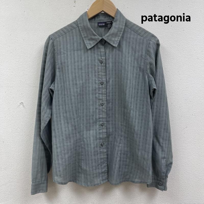 パタゴニア patagonia シャツ、ブラウス 長袖 90s 00s チェック ストライプ柄 長袖 カジュアル シャツ 水色 / ライトブルー / レディース USED 古着 中古 50166220