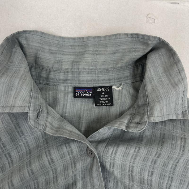 パタゴニア patagonia シャツ、ブラウス 長袖 90s 00s チェック ストライプ柄 長袖 カジュアル シャツ 水色 / ライトブルー / レディース USED 古着 中古 50166220