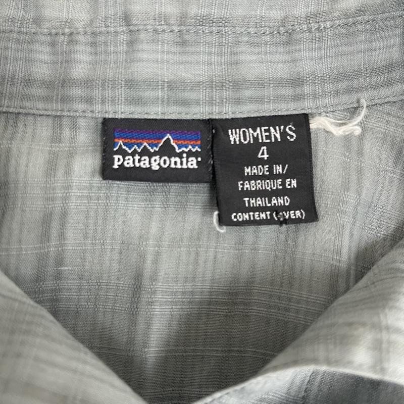 パタゴニア patagonia シャツ、ブラウス 長袖 90s 00s チェック ストライプ柄 長袖 カジュアル シャツ 水色 / ライトブルー / レディース USED 古着 中古 50166220
