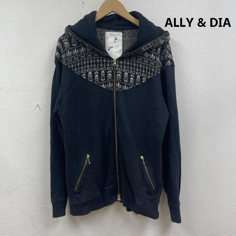 古着 USED パーカー 長袖 ALLY & DIA ノルディック柄 ダブルジップアップ ニット パーカー XL 黒 / ブラック / black メンズ USED 古着 中古 50166225