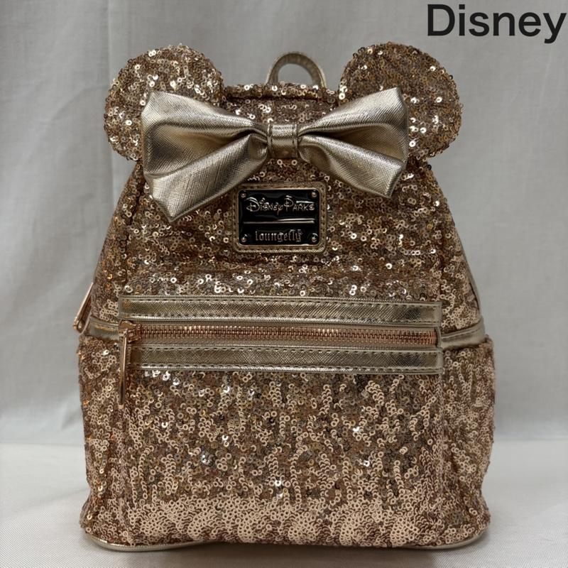 ディズニー Disney リュックサック、デイパック リュックサック、デイバッグ LOUNGEFLY ラウンジフライ ミニ― スパンコールミニリュック ピンクゴールド - 無地 桃 / ピンク / pink レディース USED 古着 中古 50166230