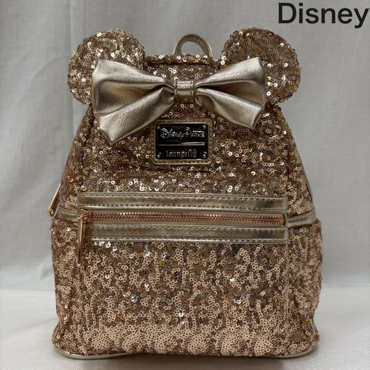 ディズニー Disney リュックサック、デイパック リュックサック、デイバッグ LOUNGEFLY ラウンジフライ ミニ― スパンコールミニリュック ピンクゴールド - 無地 桃 / ピンク / pink レディース USED 古着 中古 50166230