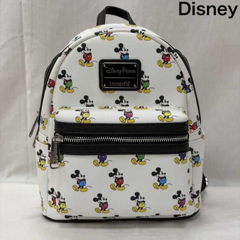 ディズニー Disney リュックサック、デイパック リュックサック、デイバッグ LOUNGEFLY ラウンジフライ ミッキー ミニリュック - キャラクター X 総柄 白 / ホワイト / white X 黒 / ブラック / black レディース USED 古着 中古 50166231