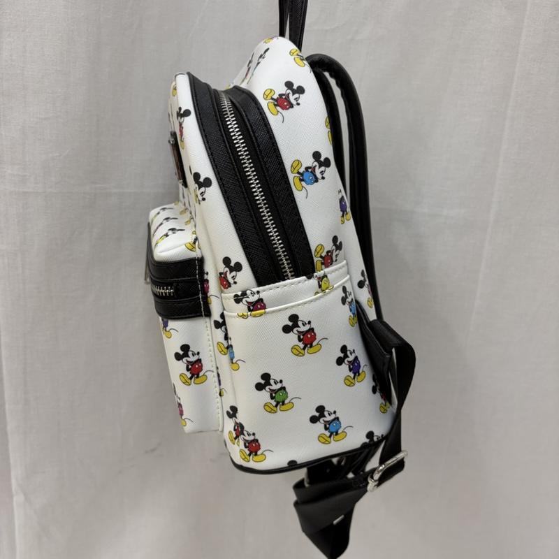 ディズニー Disney リュックサック、デイパック リュックサック、デイバッグ LOUNGEFLY ラウンジフライ ミッキー ミニリュック - キャラクター X 総柄 白 / ホワイト / white X 黒 / ブラック / black レディース USED 古着 中古 50166231