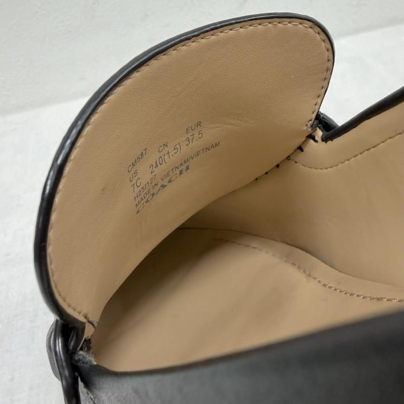 コーチ COACH ローファー ローファー ルーシー 厚底 ローファー レザー ロゴ 24.0cm ワンポイント X ロゴ、文字 黒 / ブラック / black X 金 / ゴールド / gold color レディース USED 古着 中古 50166234