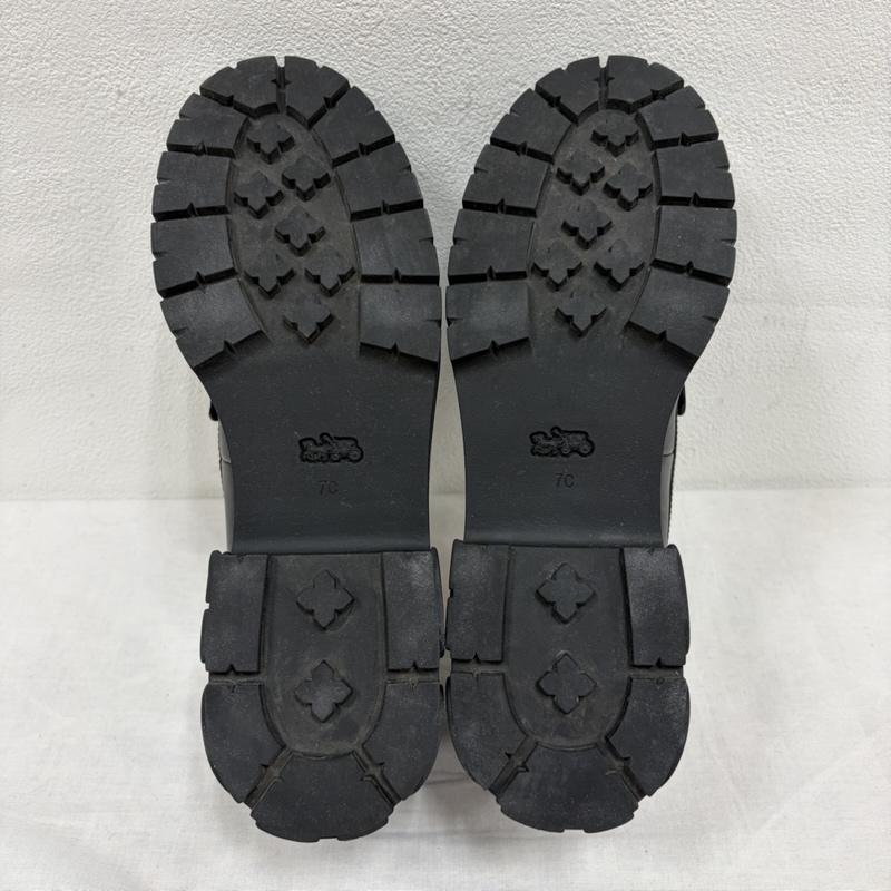 コーチ COACH ローファー ローファー ルーシー 厚底 ローファー レザー ロゴ 24.0cm ワンポイント X ロゴ、文字 黒 / ブラック / black X 金 / ゴールド / gold color レディース USED 古着 中古 50166234