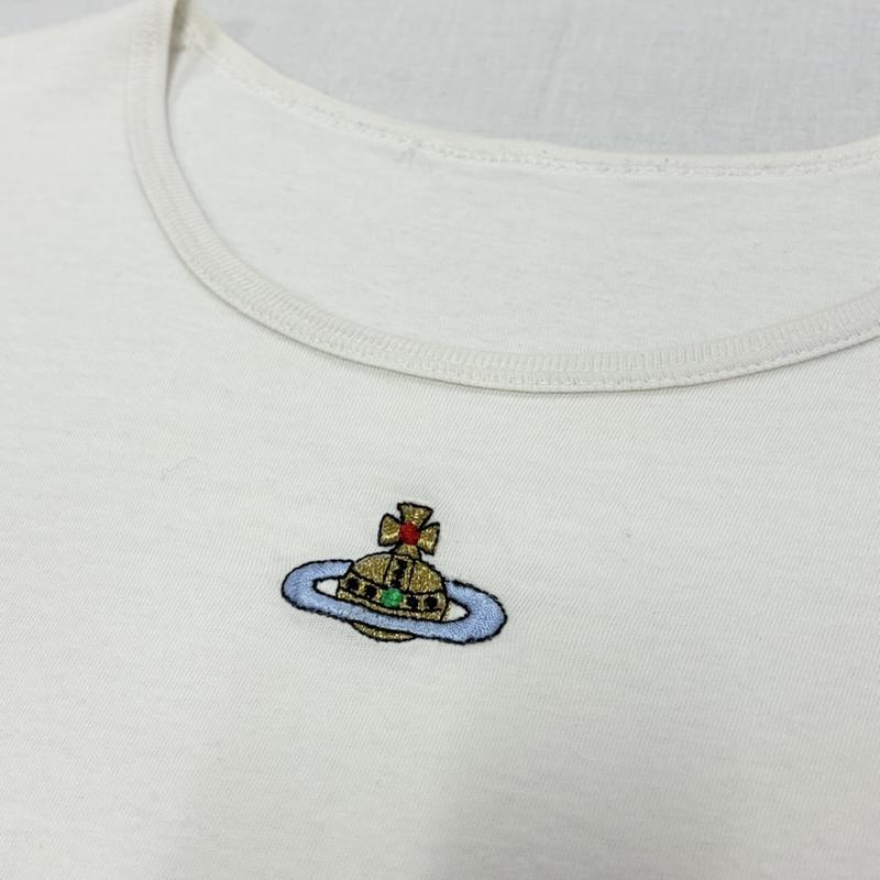 ヴィヴィアンウエストウッド Vivienne Westwood Tシャツ 半袖 半袖 ORB オーブ 刺繍 クルーネック Tシャツ - ワンポイント X ロゴ、文字 X 刺繍 白 / ホワイト / white レディース USED 古着 中古 50166236